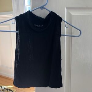 High neck cropped black tank